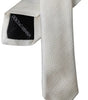 Dolce &amp; Gabbana White Solid 100% Silk Adjustable Tie