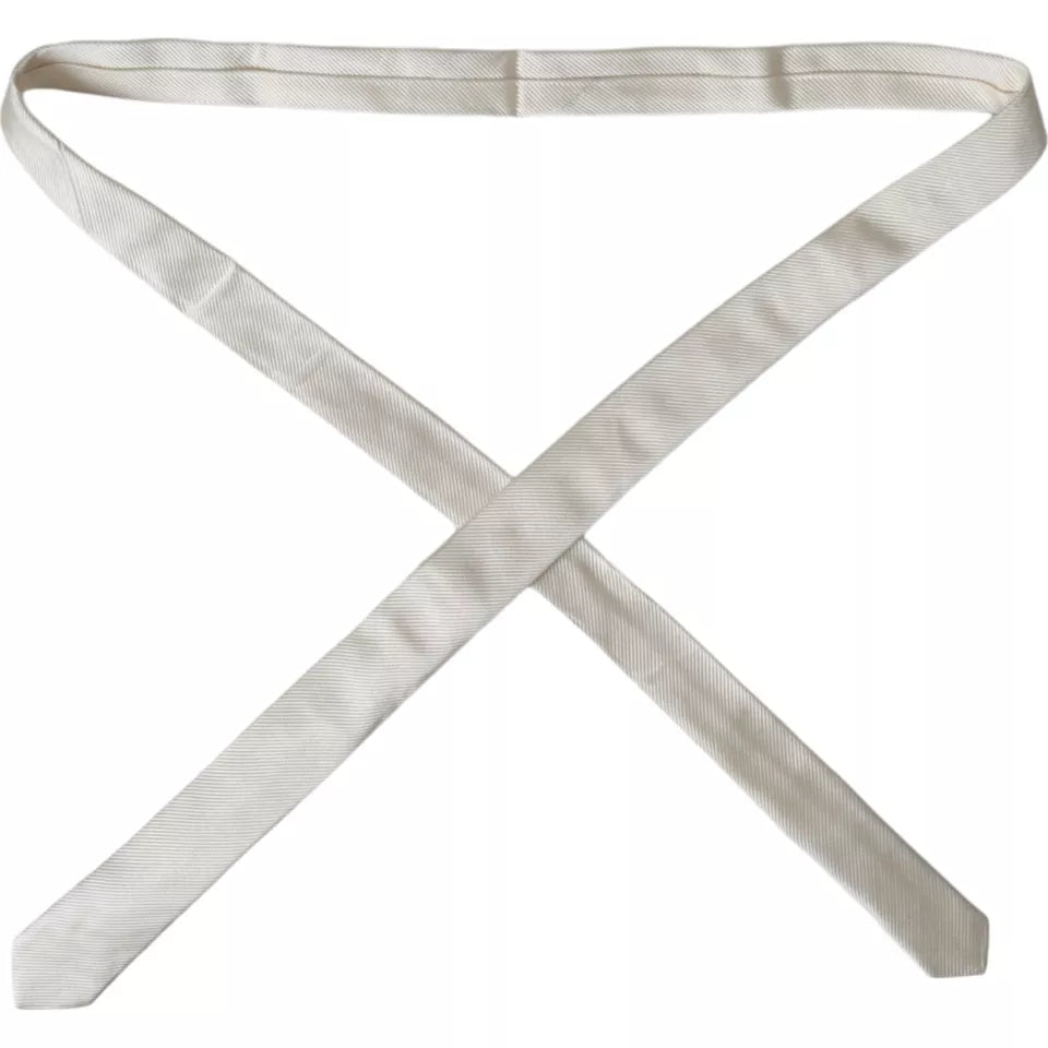 Dolce &amp; Gabbana White Solid 100% Silk Adjustable Tie