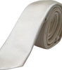 Dolce &amp; Gabbana White Solid 100% Silk Adjustable Tie