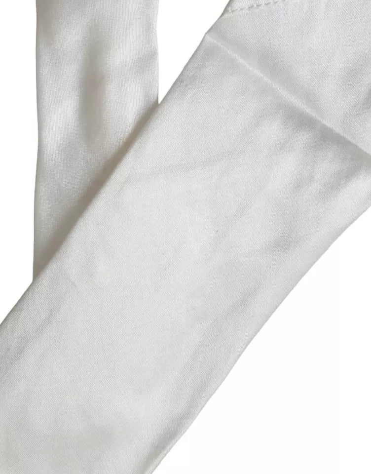 Dolce &amp; Gabbana White 100% Silk Adjustable Necktie Men Bowtie