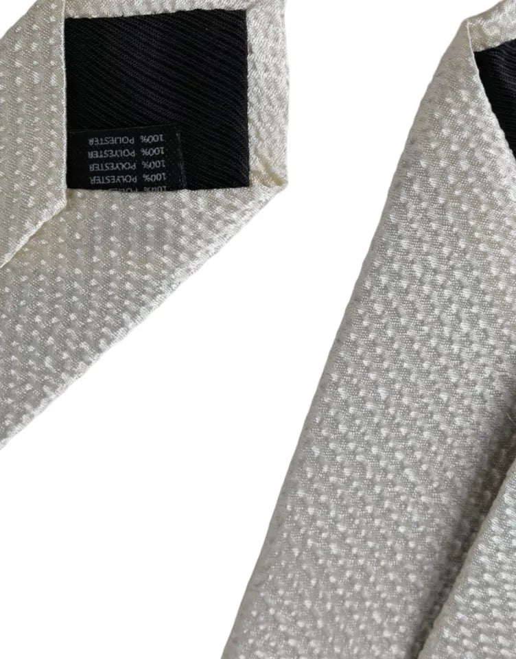 Dolce &amp; Gabbana Off White 100% Silk Adjustable Necktie Men Tie