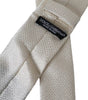 Dolce &amp; Gabbana Off White 100% Silk Adjustable Necktie Men Tie
