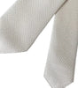 Dolce &amp; Gabbana Off White 100% Silk Adjustable Necktie Men Tie