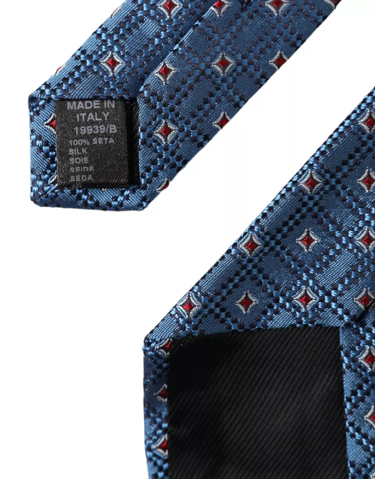 Dolce &amp; Gabbana Blue Patterned 100% Silk Adjustable Men Tie