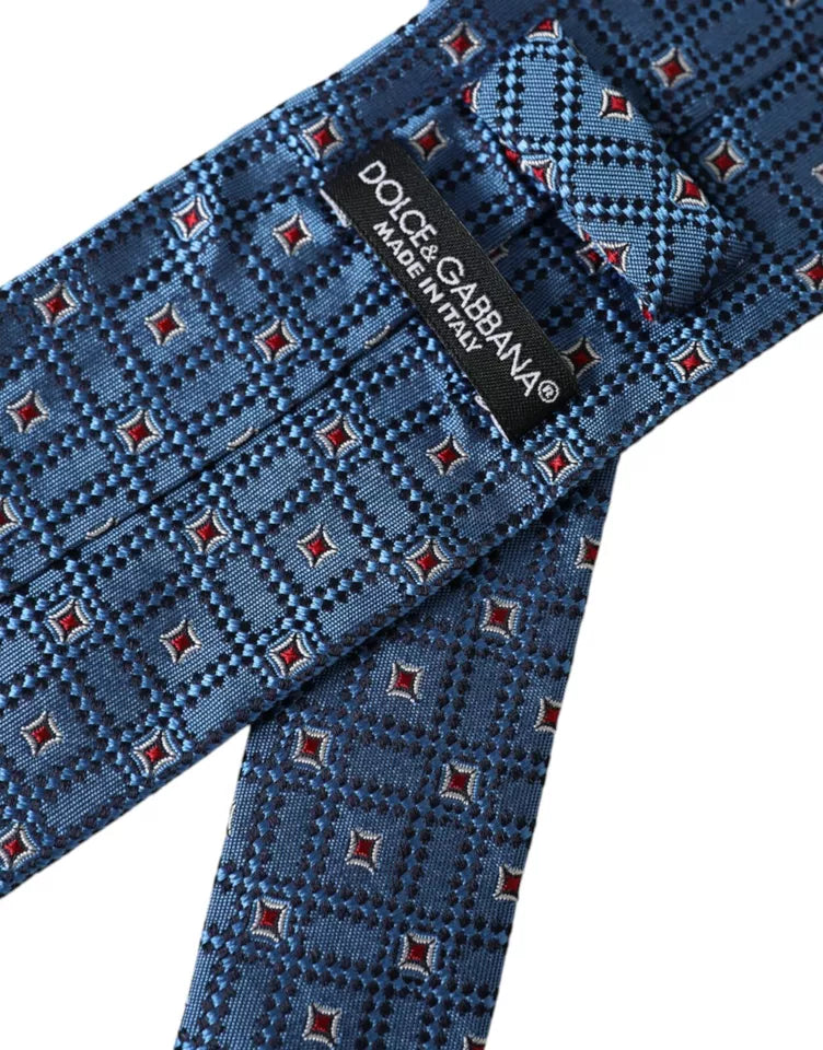 Dolce &amp; Gabbana Blue Patterned 100% Silk Adjustable Men Tie