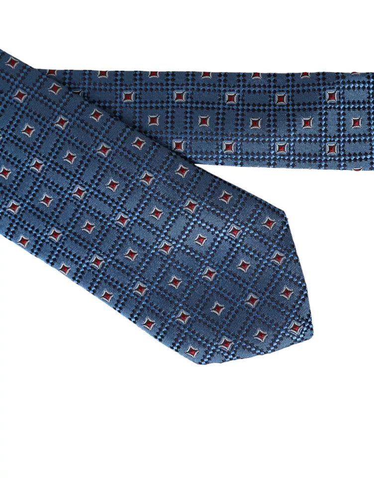 Dolce &amp; Gabbana Blue Patterned 100% Silk Adjustable Men Tie