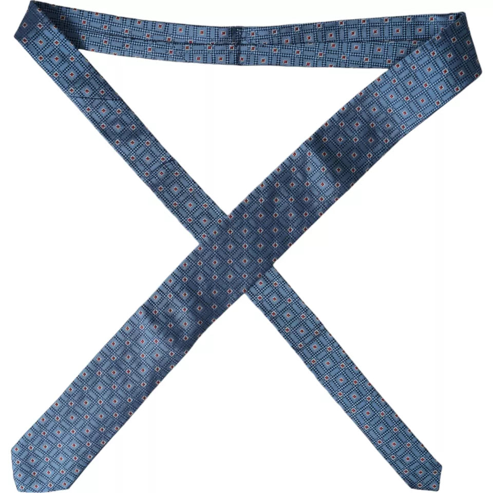 Dolce &amp; Gabbana Blue Patterned 100% Silk Adjustable Men Tie