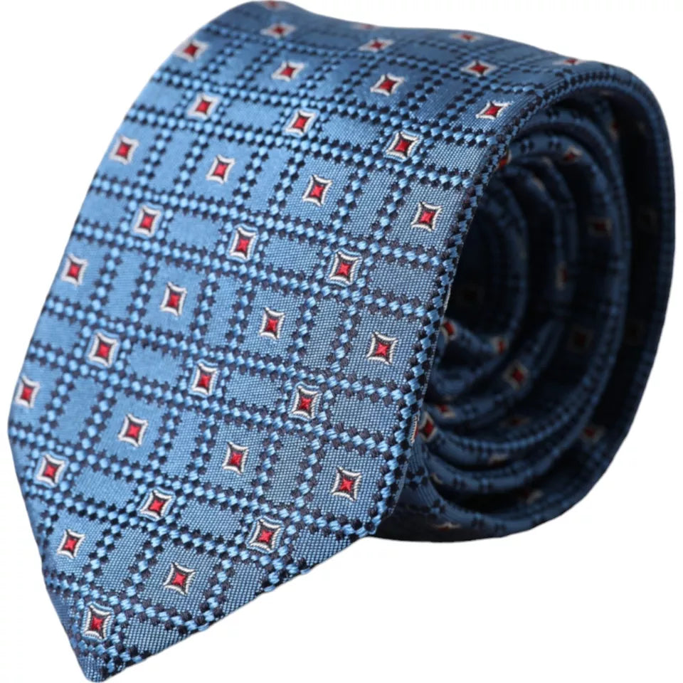 Dolce &amp; Gabbana Blue Patterned 100% Silk Adjustable Men Tie