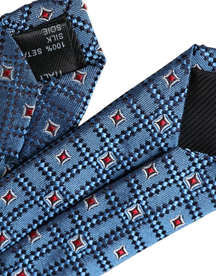 Dolce &amp; Gabbana Blue Patterned 100% Silk Adjustable Men Tie