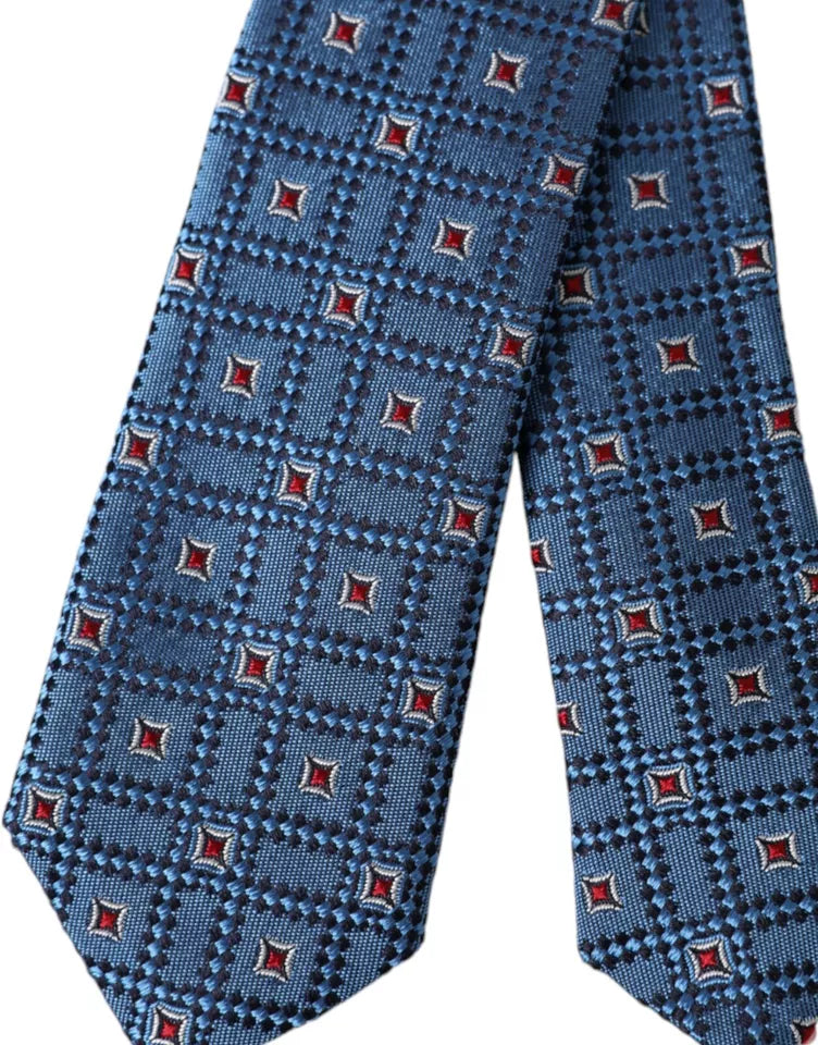 Dolce &amp; Gabbana Blue Patterned 100% Silk Adjustable Men Tie