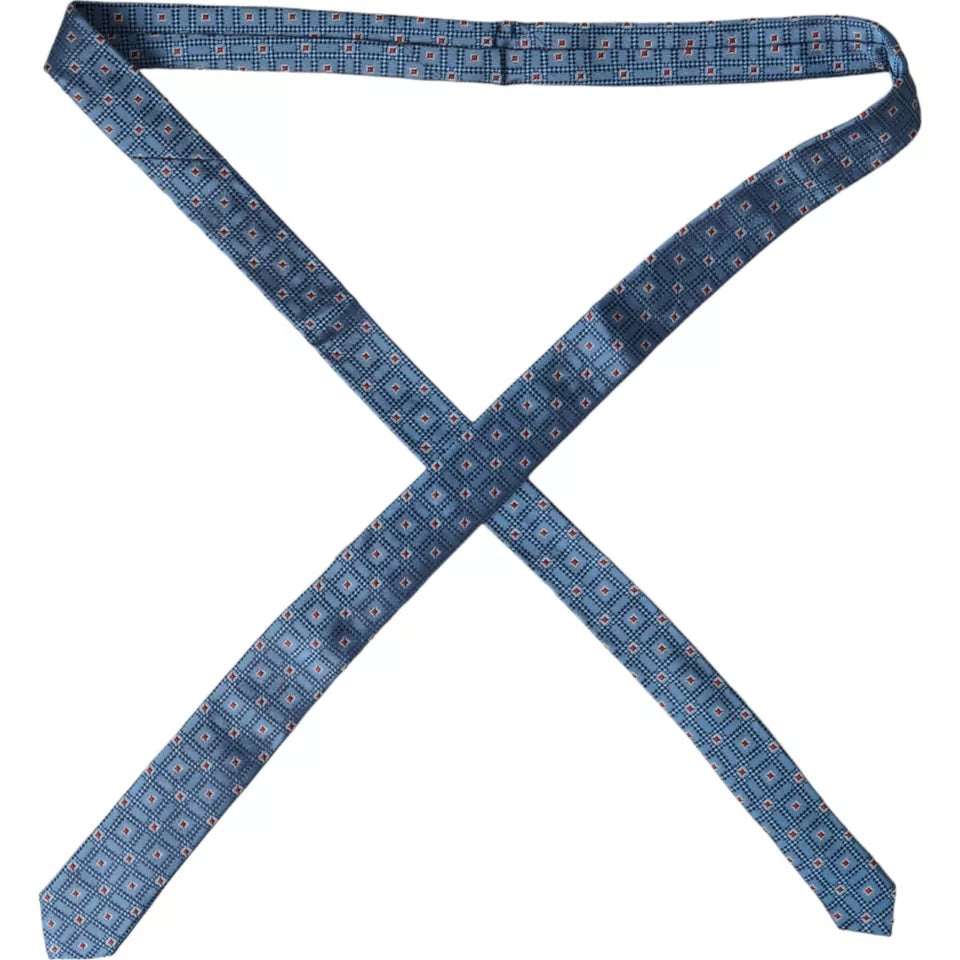 Dolce &amp; Gabbana Blue Patterned 100% Silk Adjustable Men Tie