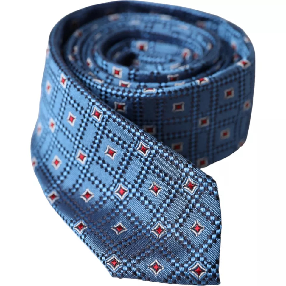 Dolce &amp; Gabbana Blue Patterned 100% Silk Adjustable Men Tie