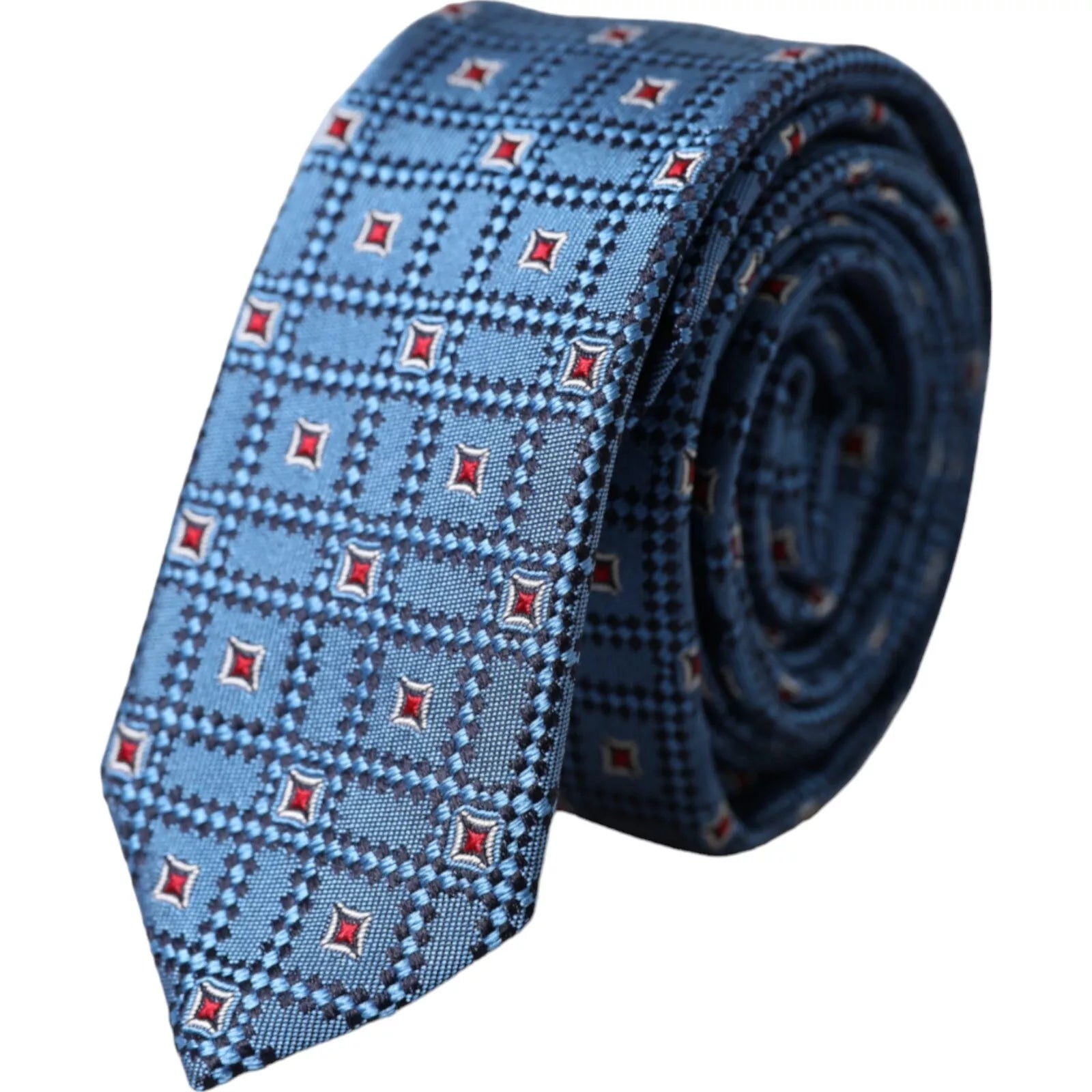 Dolce &amp; Gabbana Blue Patterned 100% Silk Adjustable Men Tie