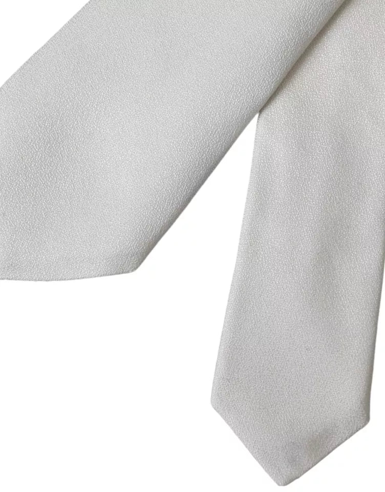 Dolce &amp; Gabbana White Silk Classic Adjustable Men Tie