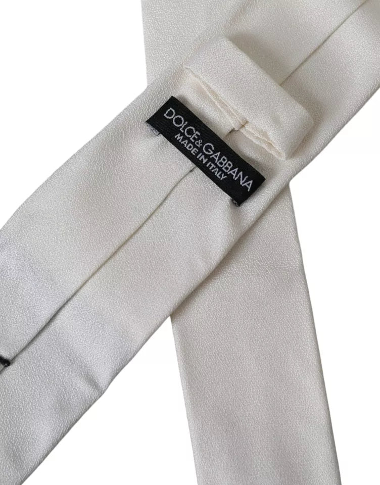 Dolce &amp; Gabbana White Silk Classic Adjustable Men Tie