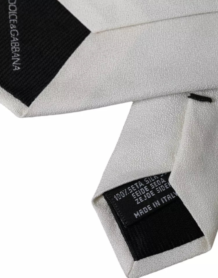Dolce &amp; Gabbana White Silk Classic Adjustable Men Tie