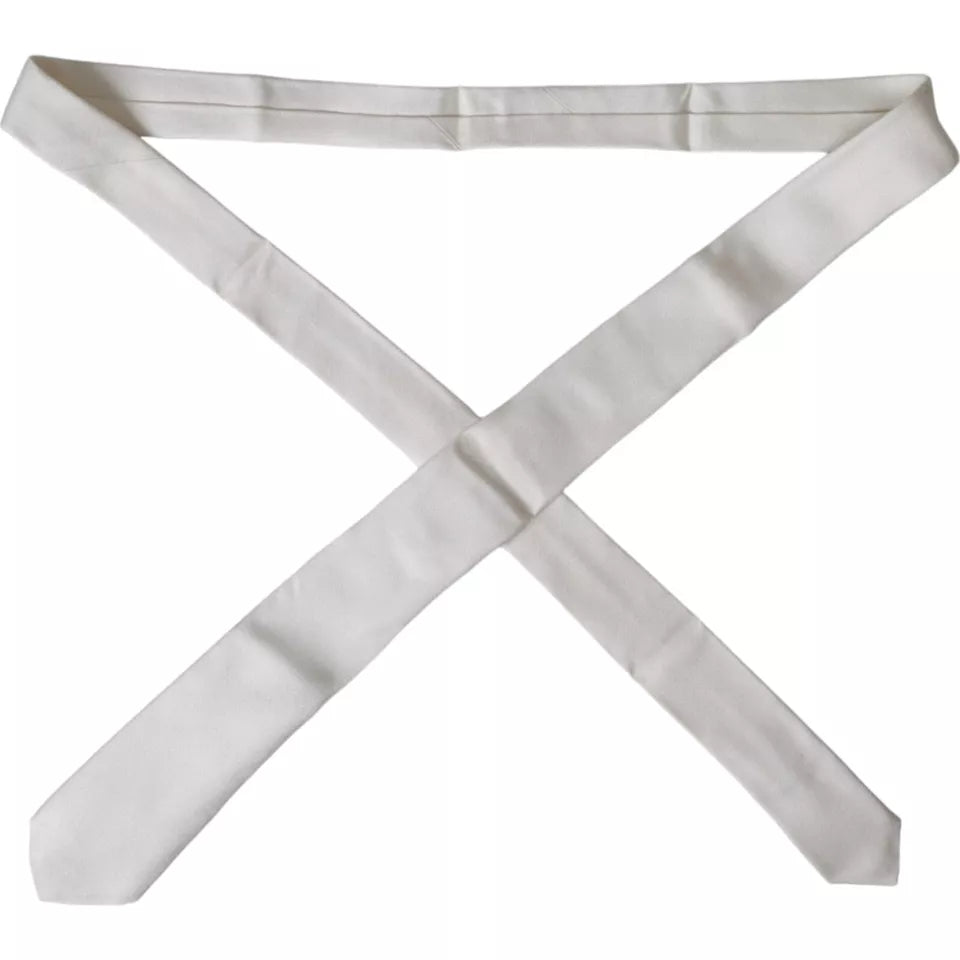 Dolce &amp; Gabbana White Silk Classic Adjustable Men Tie
