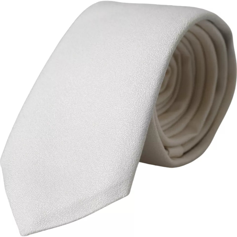Dolce &amp; Gabbana White Silk Classic Adjustable Men Tie
