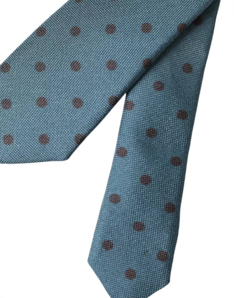 Dolce &amp; Gabbana Green Black Polka Dot Silk Adjustable Men Tie