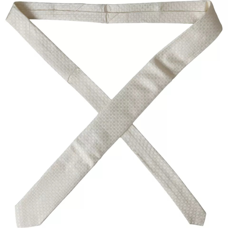 Dolce &amp; Gabbana Off White Silk Adjustable Necktie Men Tie