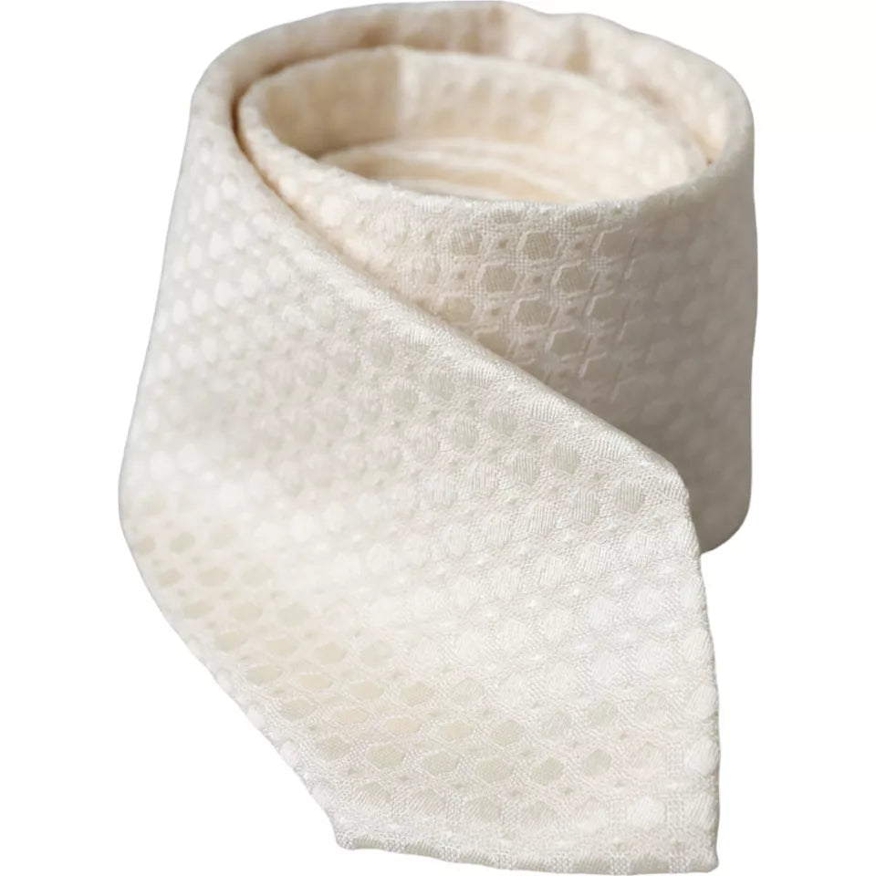 Dolce &amp; Gabbana Off White Silk Adjustable Necktie Men Tie