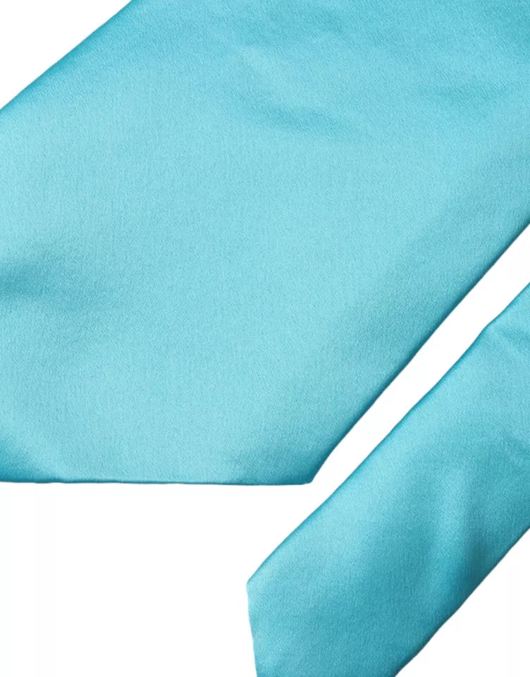 Dolce &amp; Gabbana Light Blue Satin Silk Wide Adjustable Men Tie