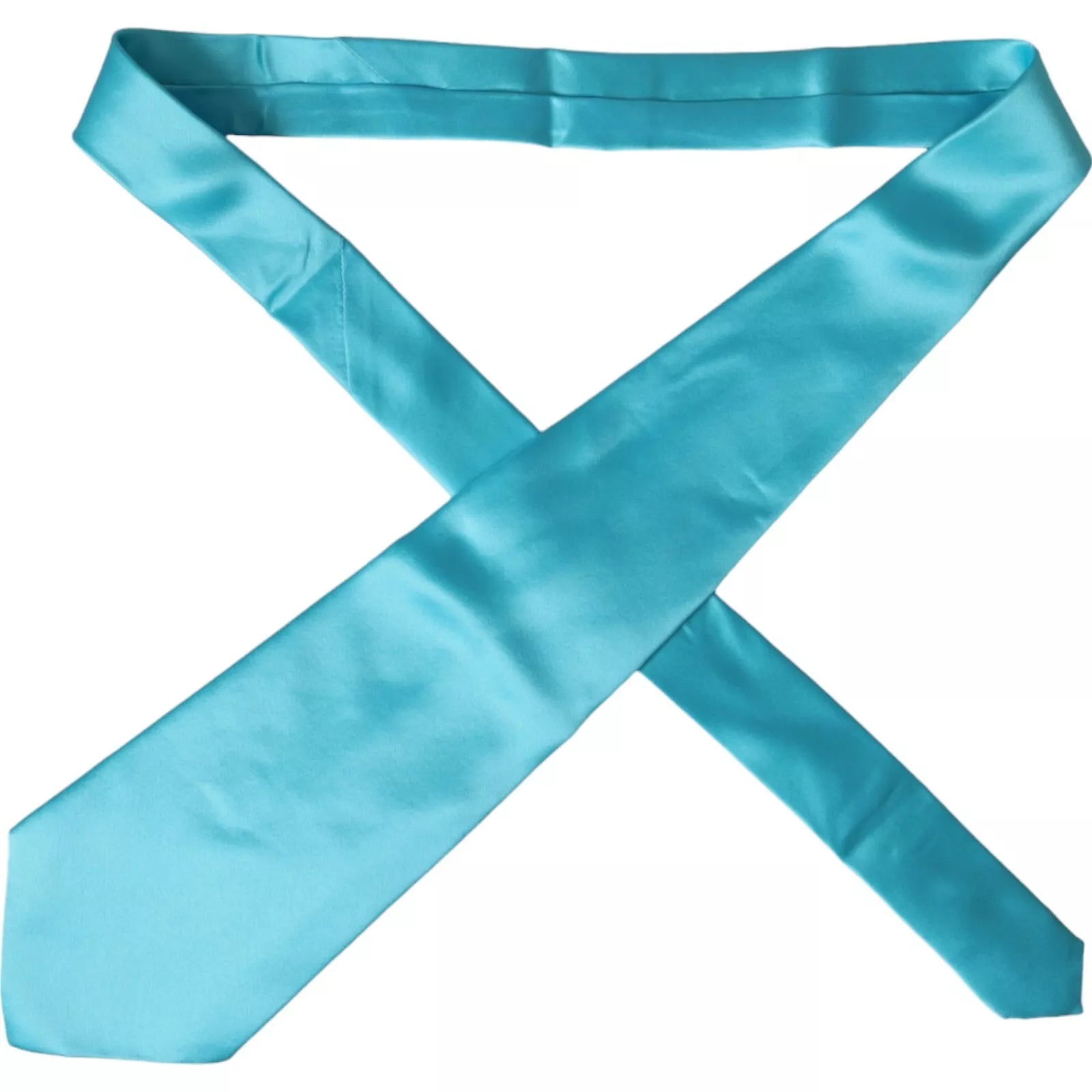 Dolce &amp; Gabbana Light Blue Satin Silk Wide Adjustable Men Tie