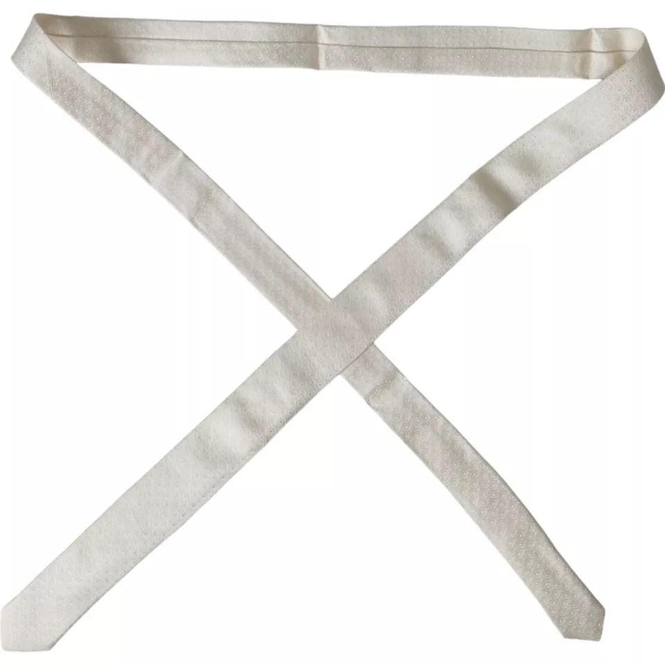 Dolce &amp; Gabbana Off White Patterned Silk Adjustable Men Tie