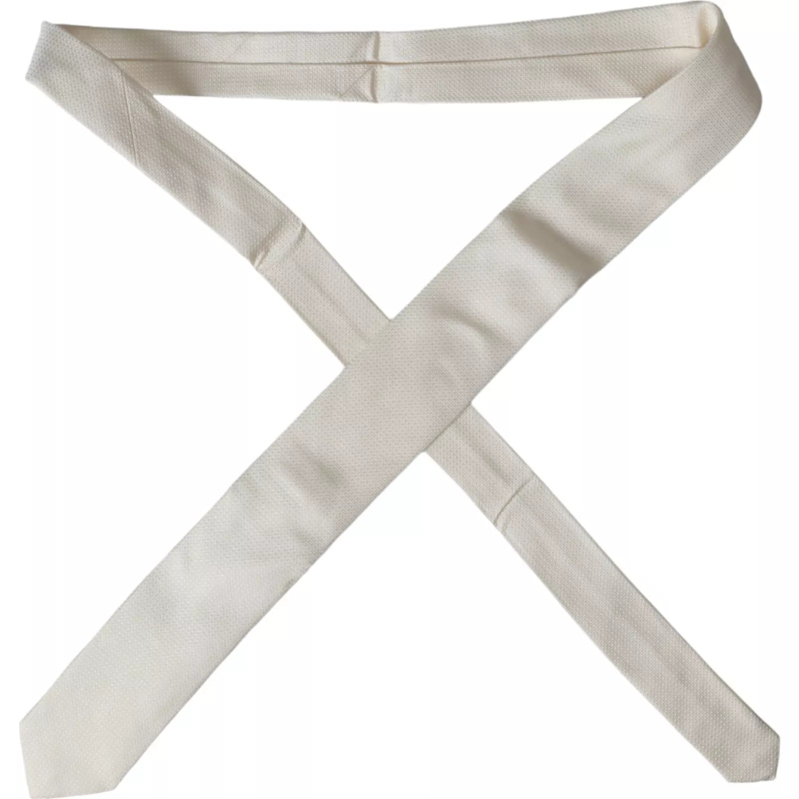 Dolce &amp; Gabbana Off White Patterned Silk Classic Adjustable Tie