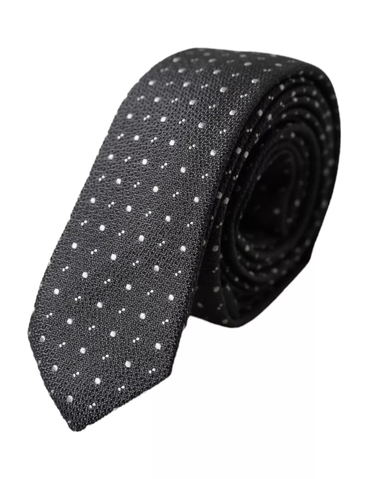 Dolce &amp; Gabbana Black Polka Dot Silk Adjustable Men Tie