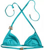 Dolce & Gabbana Blue Green Halter DG Logo Swimwear Beachwear Bikini Top