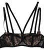 Dolce & Gabbana Black Floral Lace Nylon Balconcino Bra Underwear