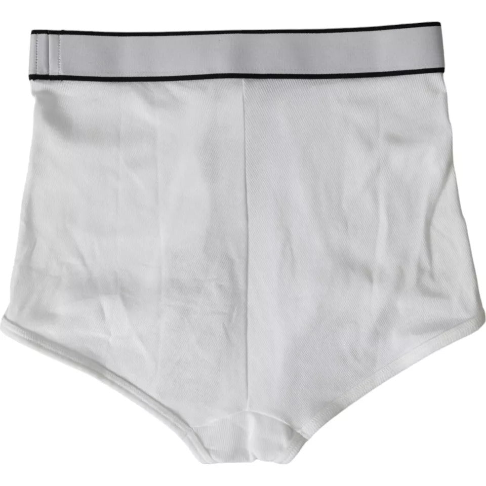 Dolce &amp; Gabbana White Cotton Stretch Branded Logo Underwear