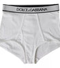 Dolce &amp; Gabbana White Cotton Stretch Branded Logo Underwear