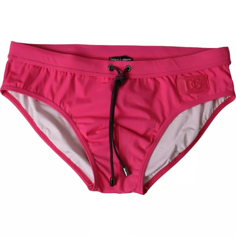 Maillot de bain Dolce & Gabbana en nylon rose avec logo DG pour homme