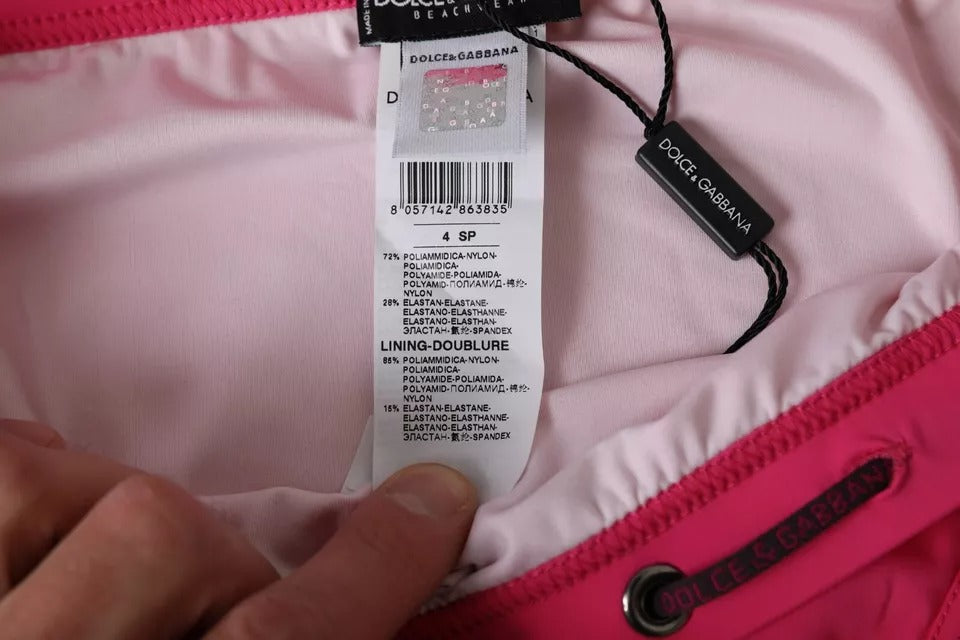 Maillot de bain Dolce & Gabbana en nylon rose avec logo DG pour homme