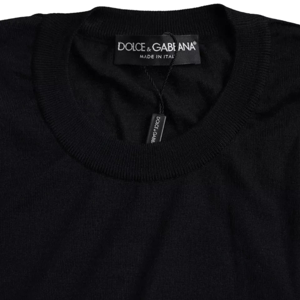 Dolce &amp; Gabbana Black Cashmere Crew Neck Pullover Sweater