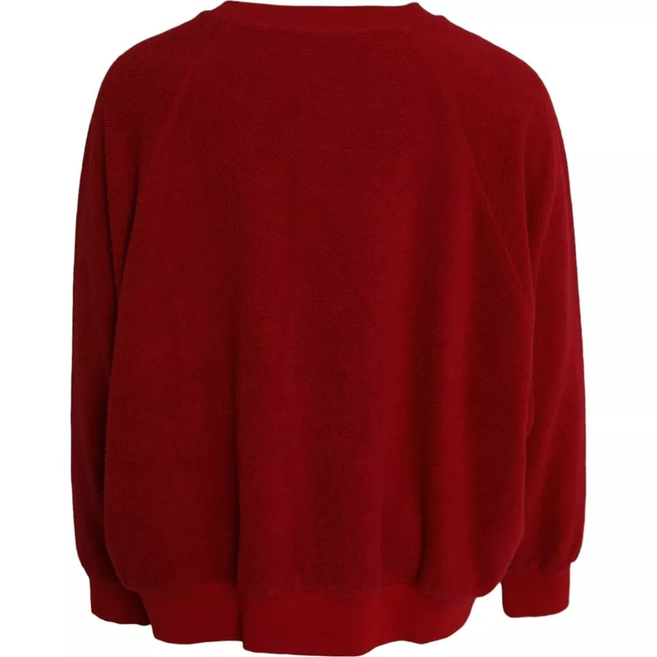 Dolce &amp; Gabbana Red Logo Cotton Crew Neck Pullover Sweater