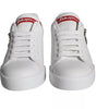 Dolce & Gabbana White Patch Calfskin Nappa Portofino Sneakers Shoes