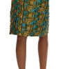 Dolce &amp; Gabbana Elegant Green Jacquard High Waist Skirt