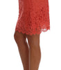 Dolce &amp; Gabbana Orange Macramé Lace Pencil Skirt