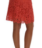 Dolce &amp; Gabbana Orange Macramé Lace Pencil Skirt