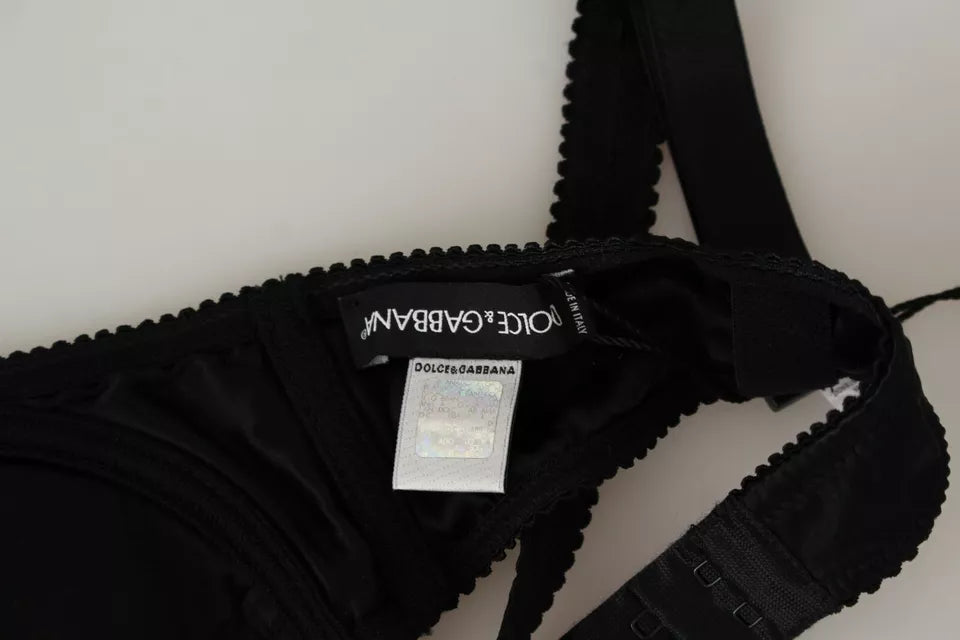 Dolce &amp; Gabbana Black Silk Lace Balconcino Bra Underwear