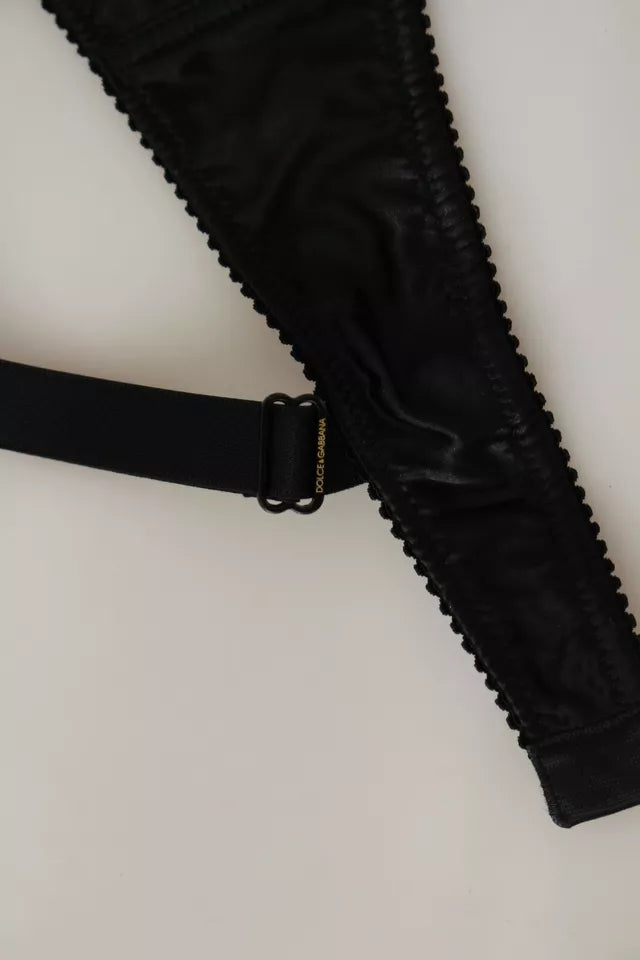 Dolce &amp; Gabbana Black Silk Lace Balconcino Bra Underwear