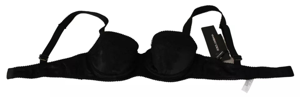 Dolce &amp; Gabbana Black Silk Lace Balconcino Bra Underwear