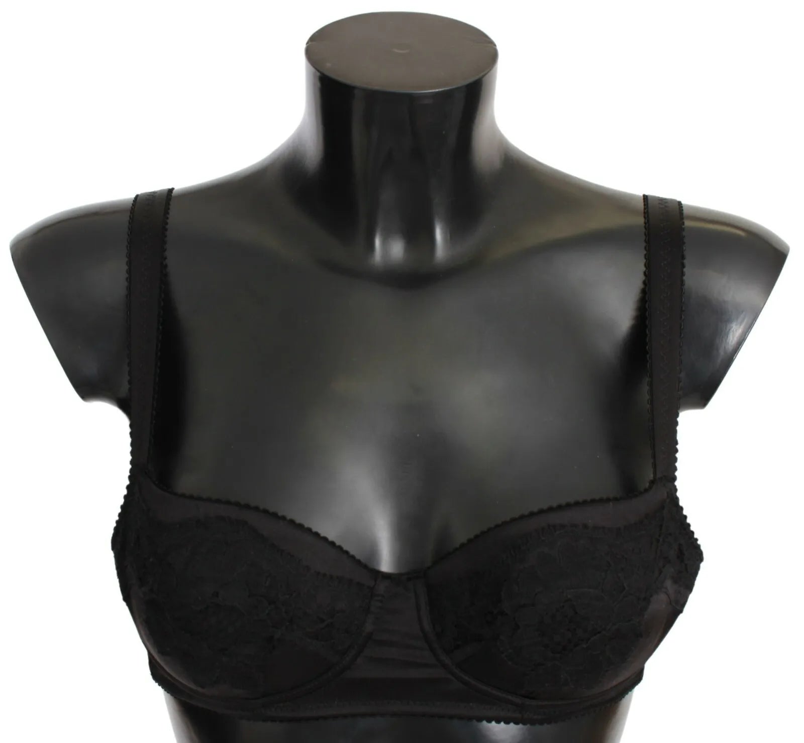 Dolce &amp; Gabbana Black Silk Lace Balconcino Bra Underwear