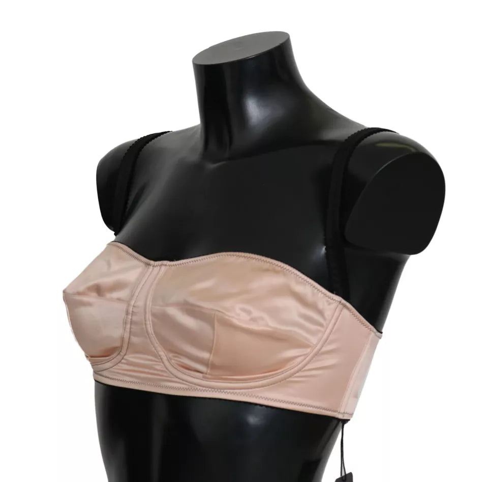 Dolce &amp; Gabbana Black Straps Pink Balconcino Bra