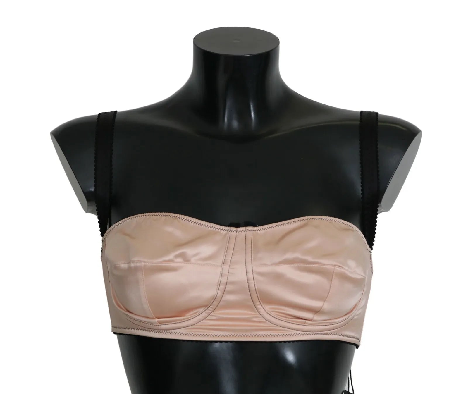Dolce &amp; Gabbana Black Straps Pink Balconcino Bra