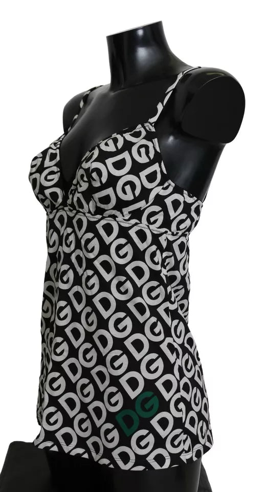 Maillot de bain sans manches imprimé DG Mania noir Dolce & Gabbana