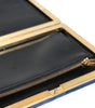 Dolce & Gabbana Blue Velvet Gold Frame Clutch Evening Party Purse Bag